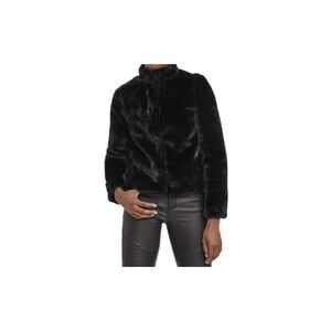 VERO MODA Faux Fur Jacket Thea Short Black Plus Size 20 NWT